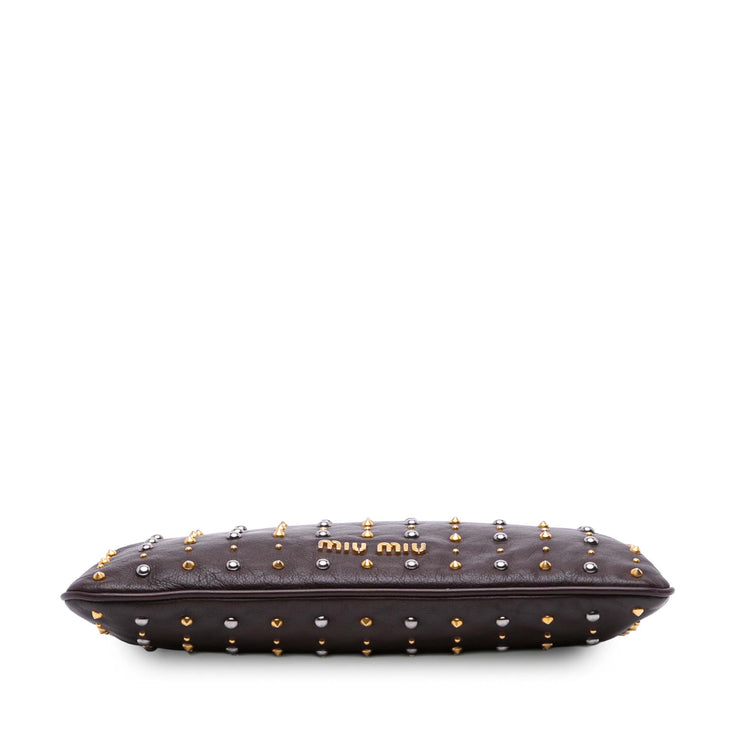 Miu Miu Leather Studded Frame Clutch
