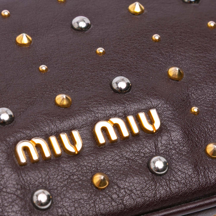 Miu Miu Leather Studded Frame Clutch