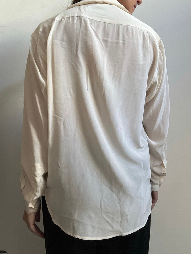 Vintage Ralph Lauren Cream Silk Blouse Size Large