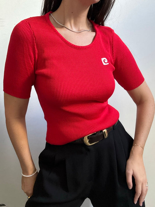 Vintage Pierre Cardin Red Knit Top Size Small