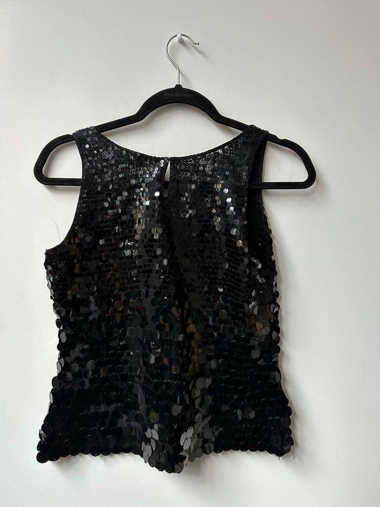 Vintage Black Silk Sequin Tank Size Small