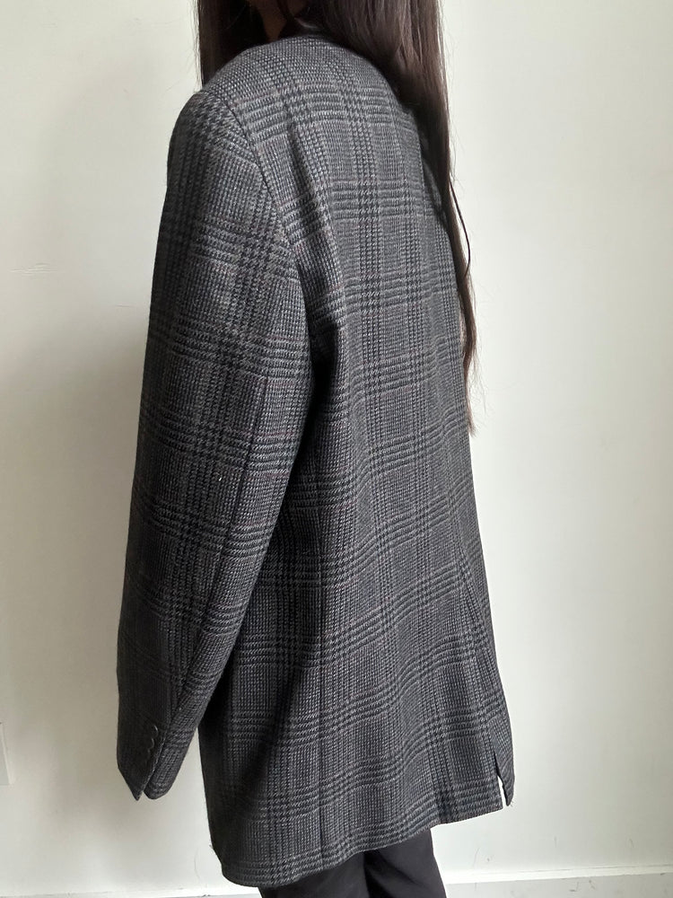 Vintage Ralph Lauren Grey Plaid Blazer Size Large