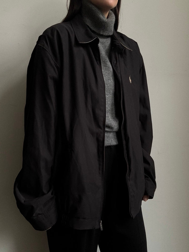 Vintage Polo Ralph Lauren Black Bomber Jacket Size Extra Large