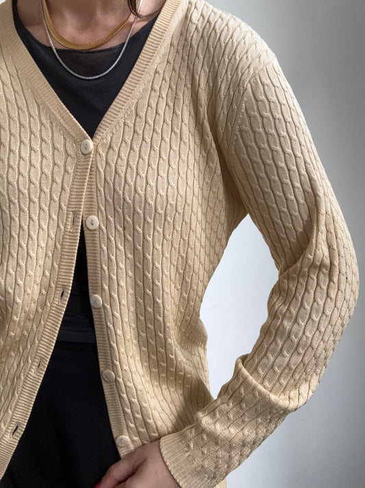 Vintage Silk Tan Cable Knit Sweater Size Large