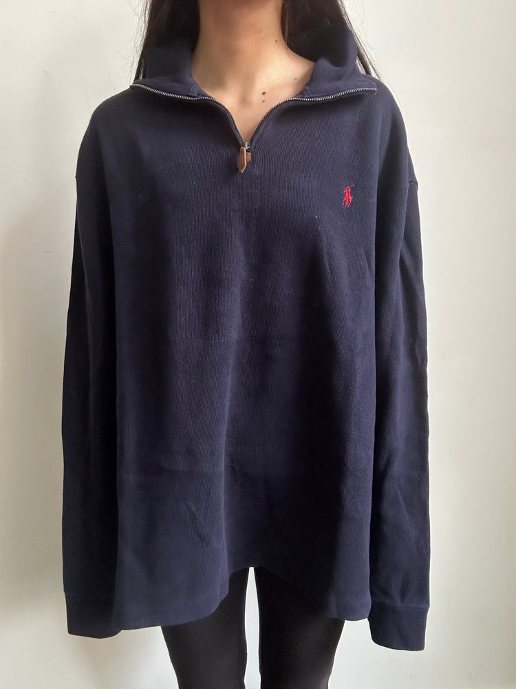 Vintage Polo Ralph Lauren Navy Blue Quarter Zip Size XXL