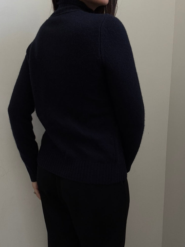 Vintage Bloomingdale's Cashmere Navy Cardigan Size XS