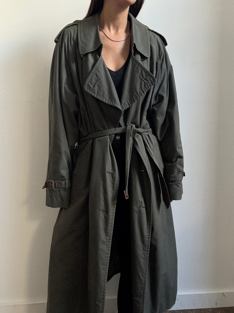 Vintage Olive Burberry Trench Coat Size Medium