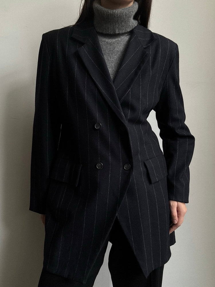 Vintage Black + White French Striped Blazer Size Medium