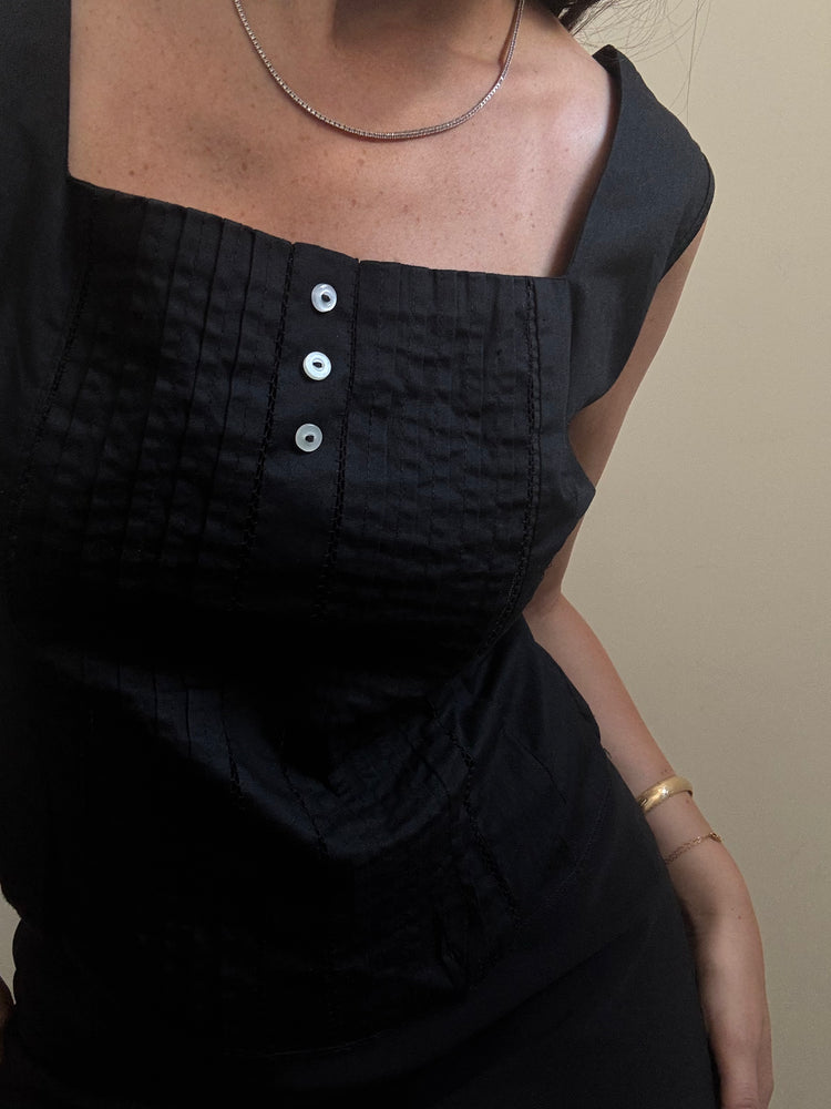 Vintage Black Linen Tank Top Size Medium