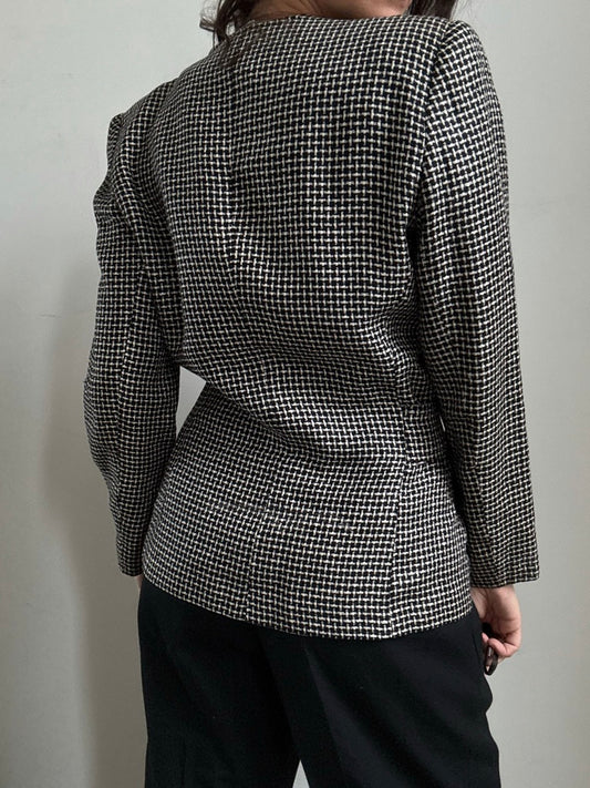 Vintage Giorgio Armani Black + White Wrap Style Blazer Size Small