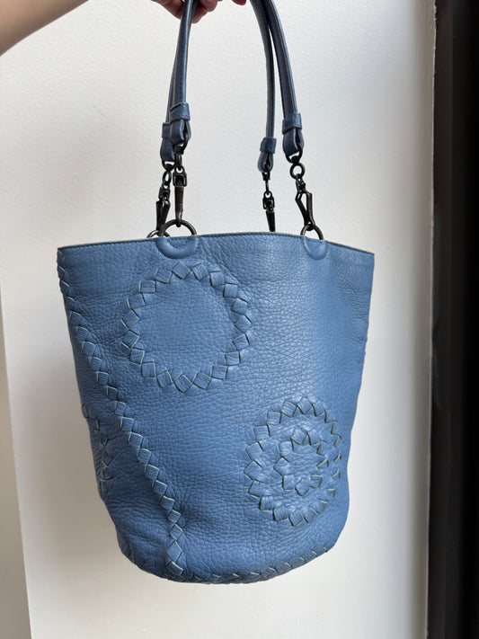 Bottega Veneta Light Blue Intrecciato Bucket Bag