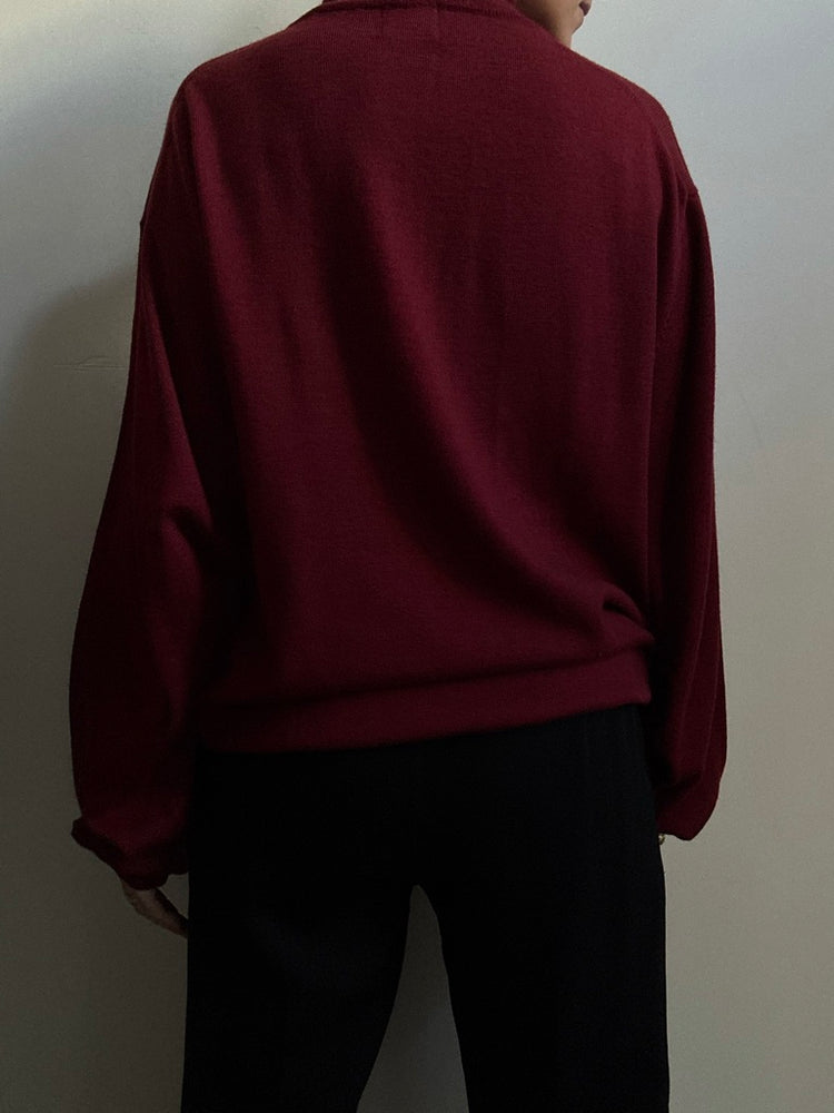 Vintage Red Merino Wool Mockneck Sweater Size XXL