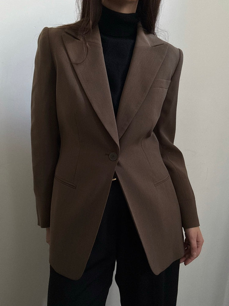Vintage Fitted Brown Blazer Size Medium