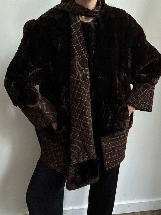 Vintage Brown Beaver + Suede Trim Jacket