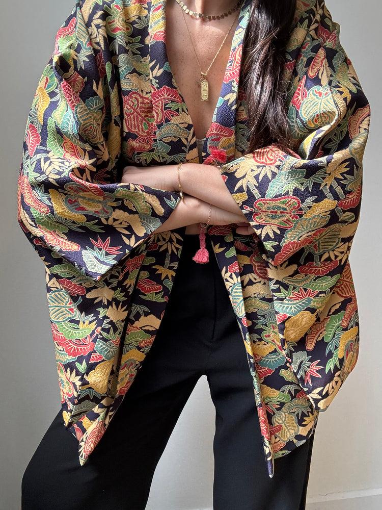 Vintage Silk Kimono One Size in Multicolor