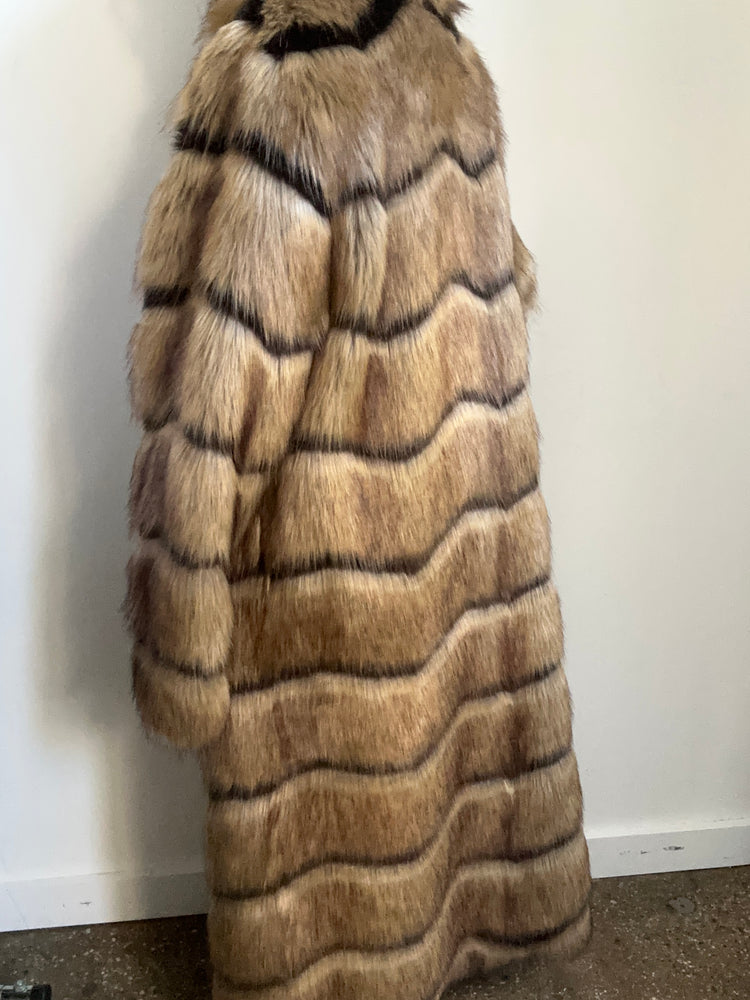 Vintage Faux Fur Tan + Black Jacket Size 2X