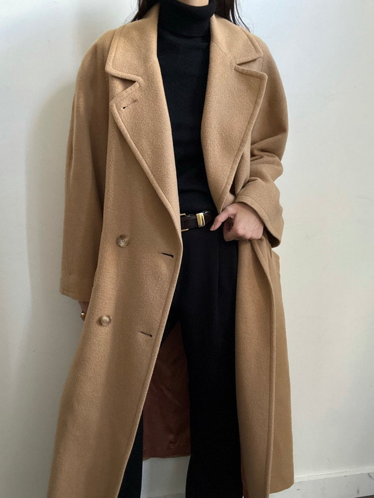 Vintage Camel Hair Belted Trench Size Medium