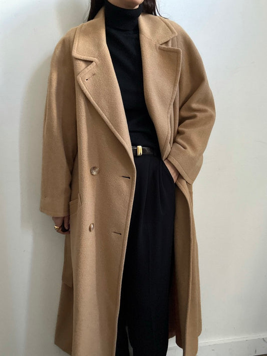 Vintage Camel Hair Belted Trench Size Medium