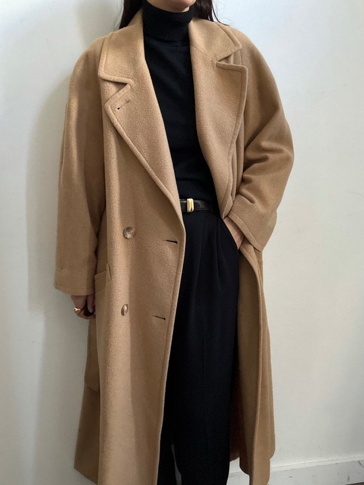 Vintage Camel Hair Belted Trench Size Medium