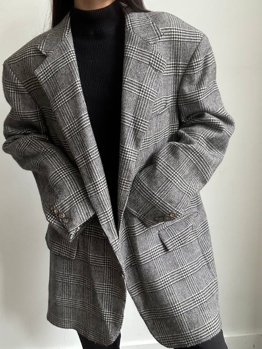 Vintage Polo Ralph Lauren Grey Plaid Blazer Size Large