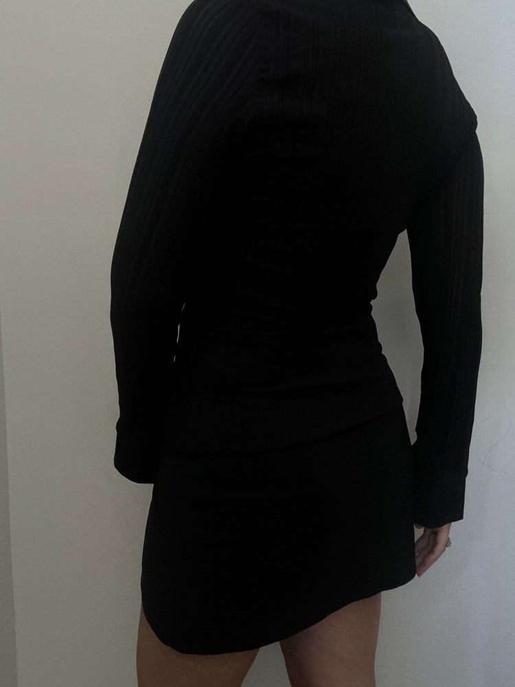 Vintage Black Stretch Zip Shirt Size Small/Medium