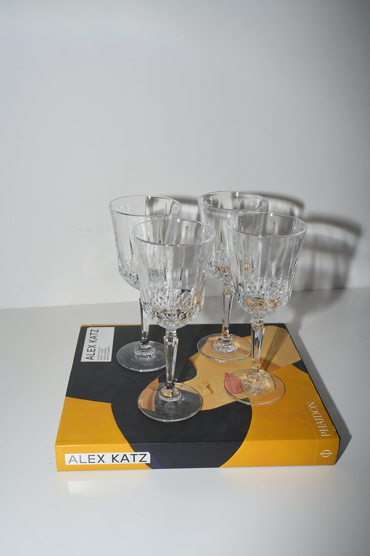 Vintage Crystal Wine Glasses Set of 4