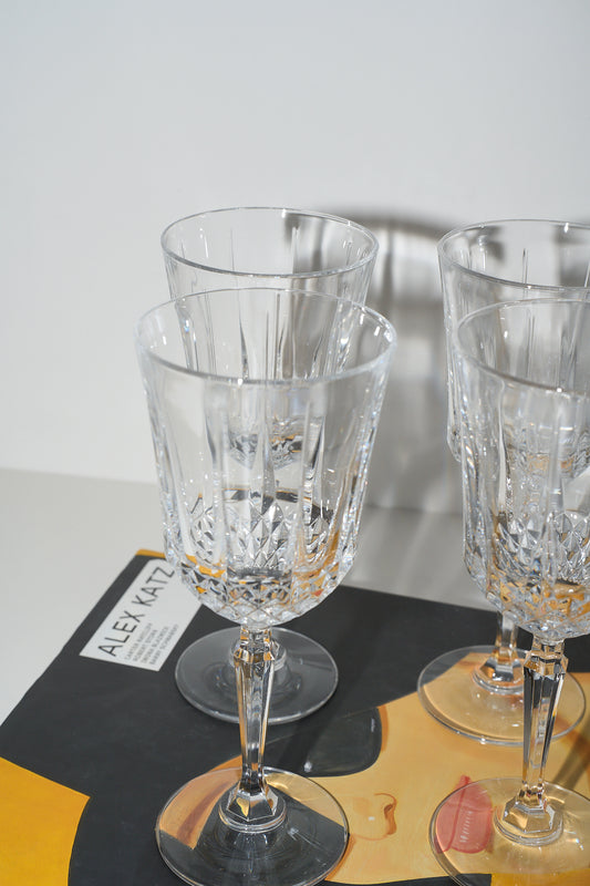 Vintage Crystal Wine Glasses Set of 4