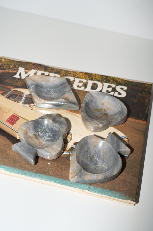 Vintage Grey Marble Card Suit Ash Trays