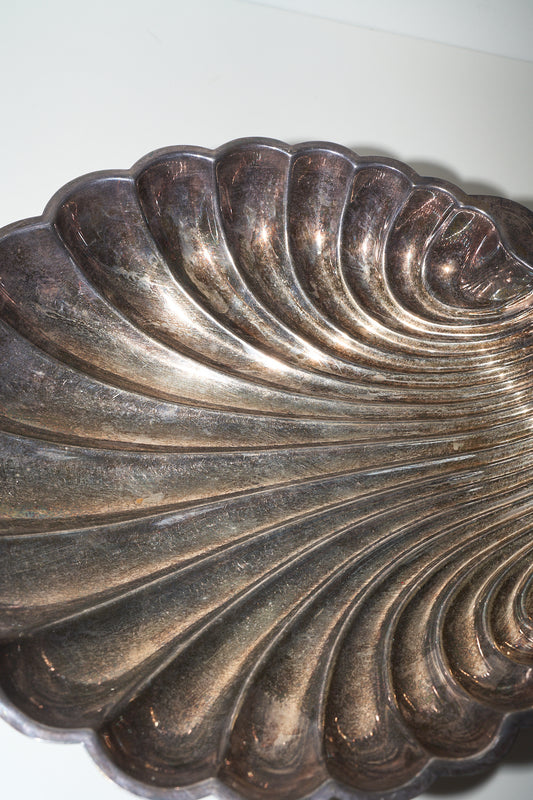 Vintage Silver Clam Seashell Platter Bowl