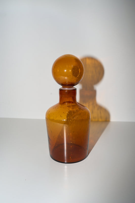 Vintage Dark Amber Glass Decanter