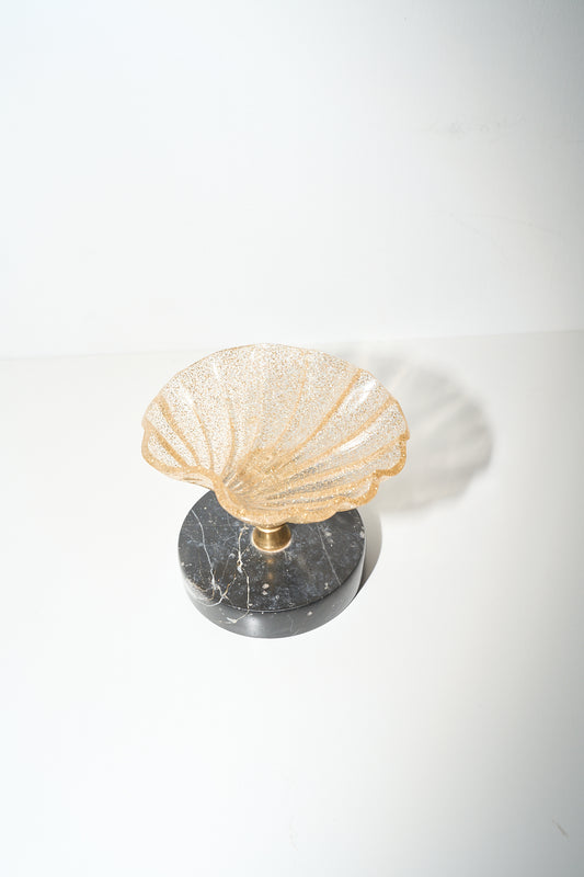 Vintage Seashell Soap Dish with Marble Base