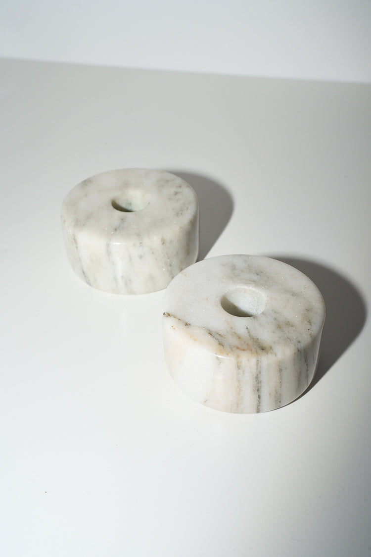 Vintage Marble Candle Stick Holders Set of 2