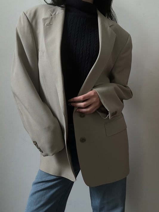 Vintage Beige Oversized Classic Blazer Size Large