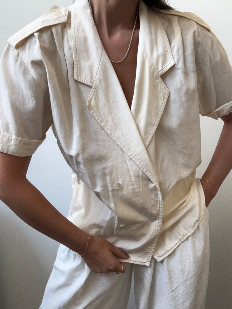 Vintage Cream Blouse Size Medium