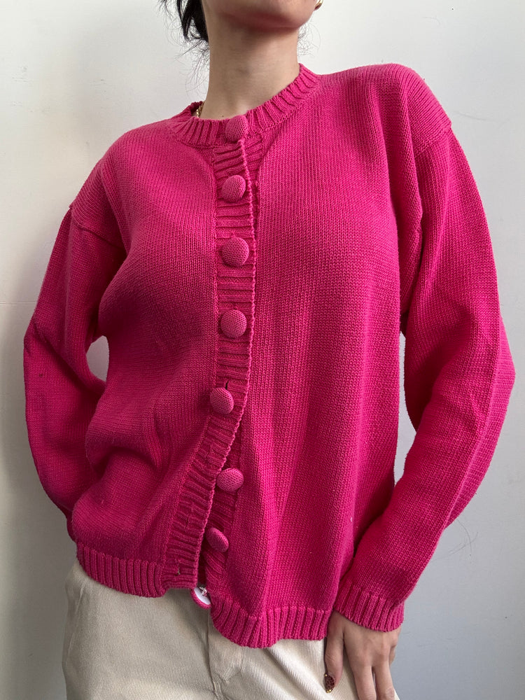 Vintage Pink Cotton Cardigan Size L