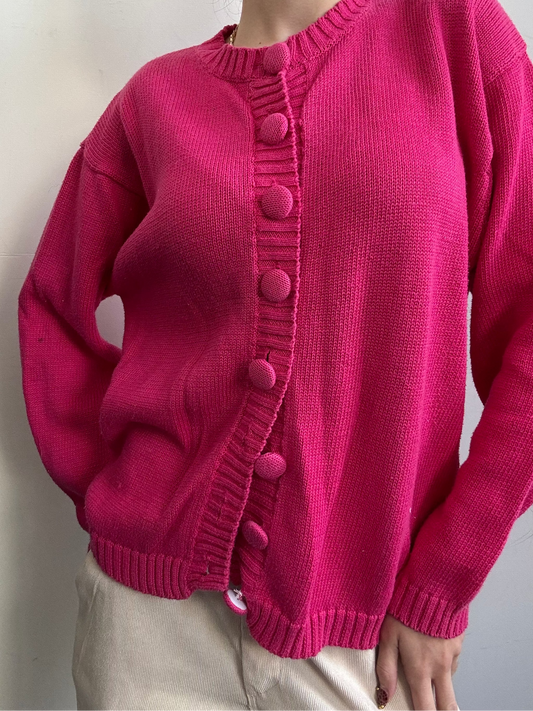 Vintage Pink Cotton Cardigan Size Large