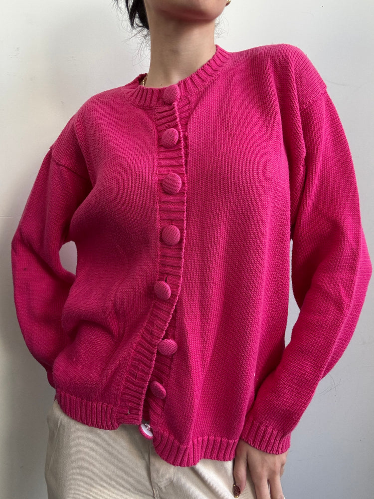 Vintage Pink Cotton Cardigan Size L