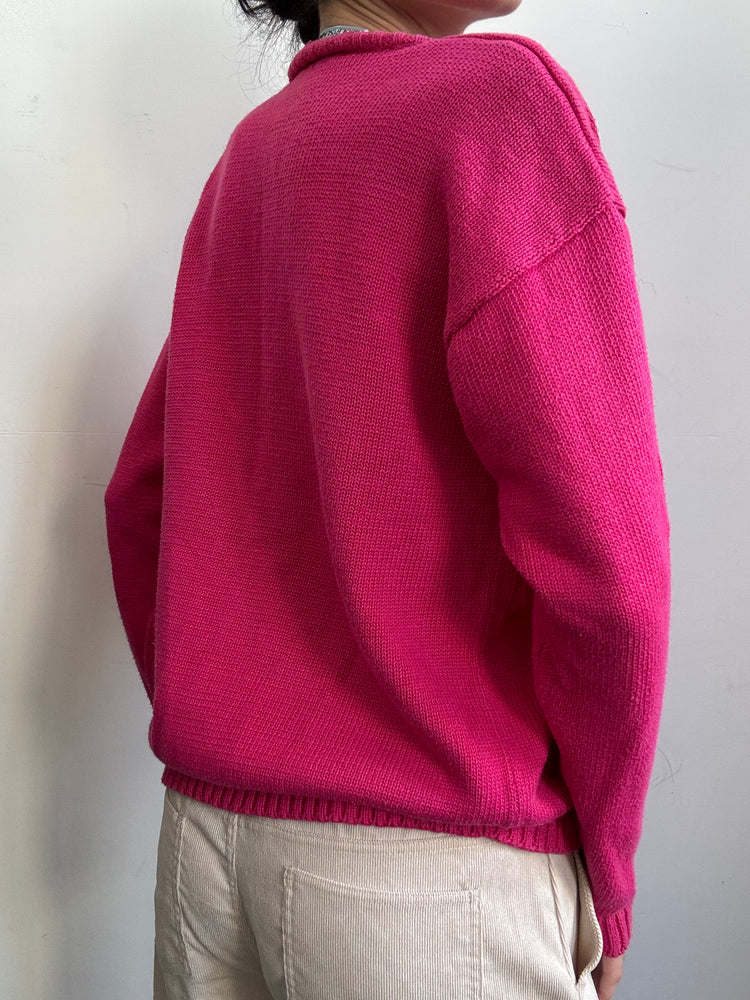Vintage Pink Cotton Cardigan Size L