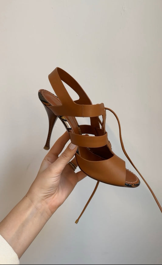 Vintage YSL Light Brown Strappy Heel Size 38