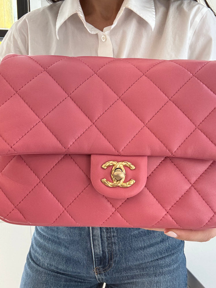 Pre-Loved Chanel Pink Quilted Calfskin Square Flap Bag