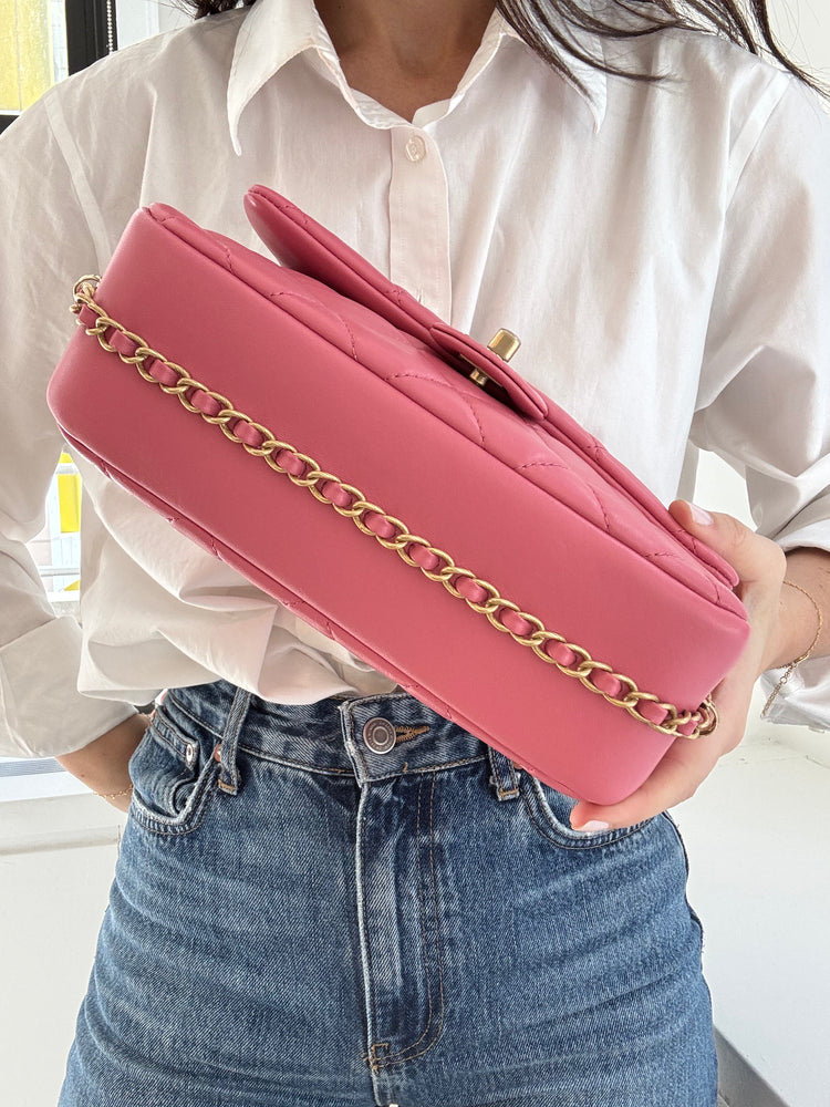 Pre-Loved Chanel Pink Quilted Calfskin Square Flap Bag