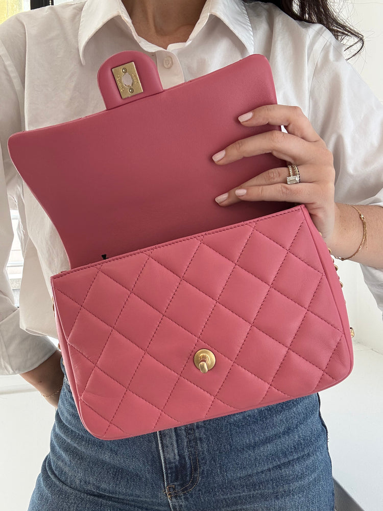 Pre-Loved Chanel Pink Quilted Calfskin Square Flap Bag