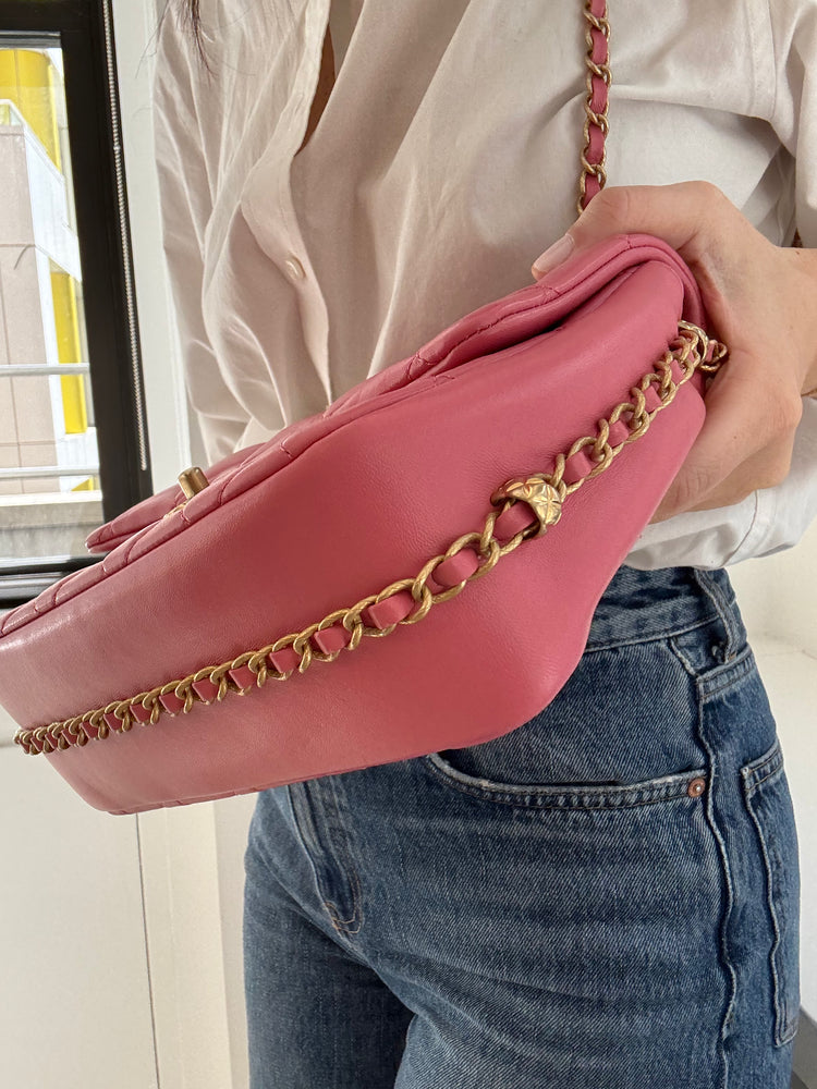 Pre-Loved Chanel Pink Quilted Calfskin Square Flap Bag