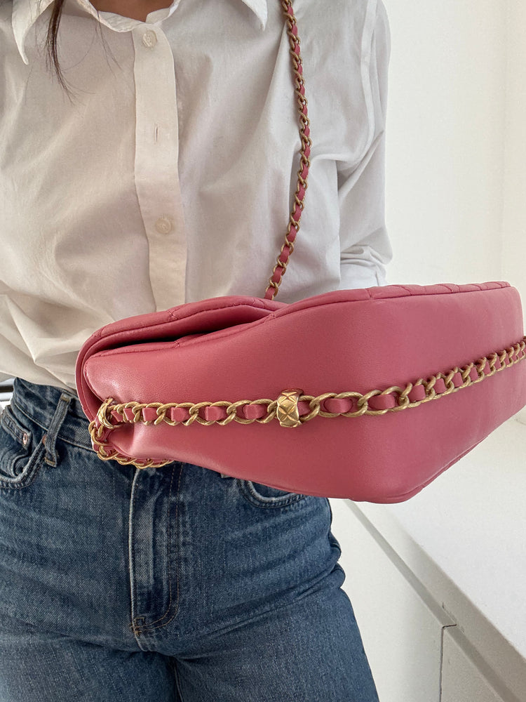 Pre-Loved Chanel Pink Quilted Calfskin Square Flap Bag