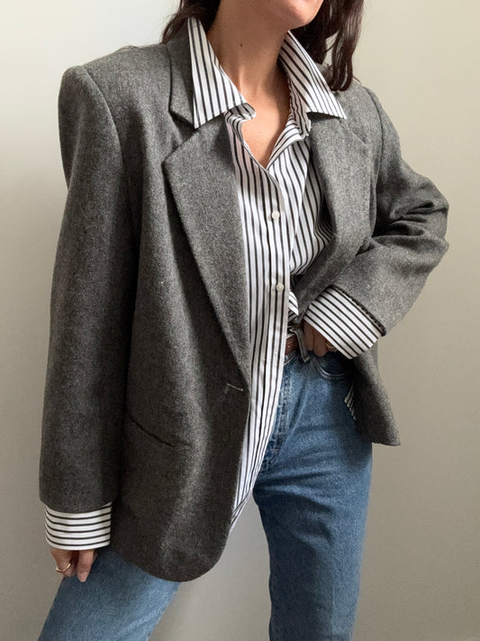 Vintage Grey Wool Blazer Size M/L