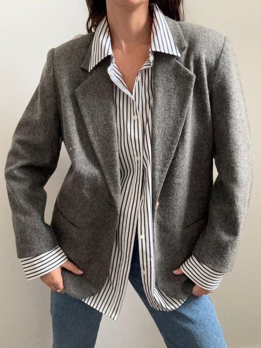Vintage Grey Wool Blazer Size M/L