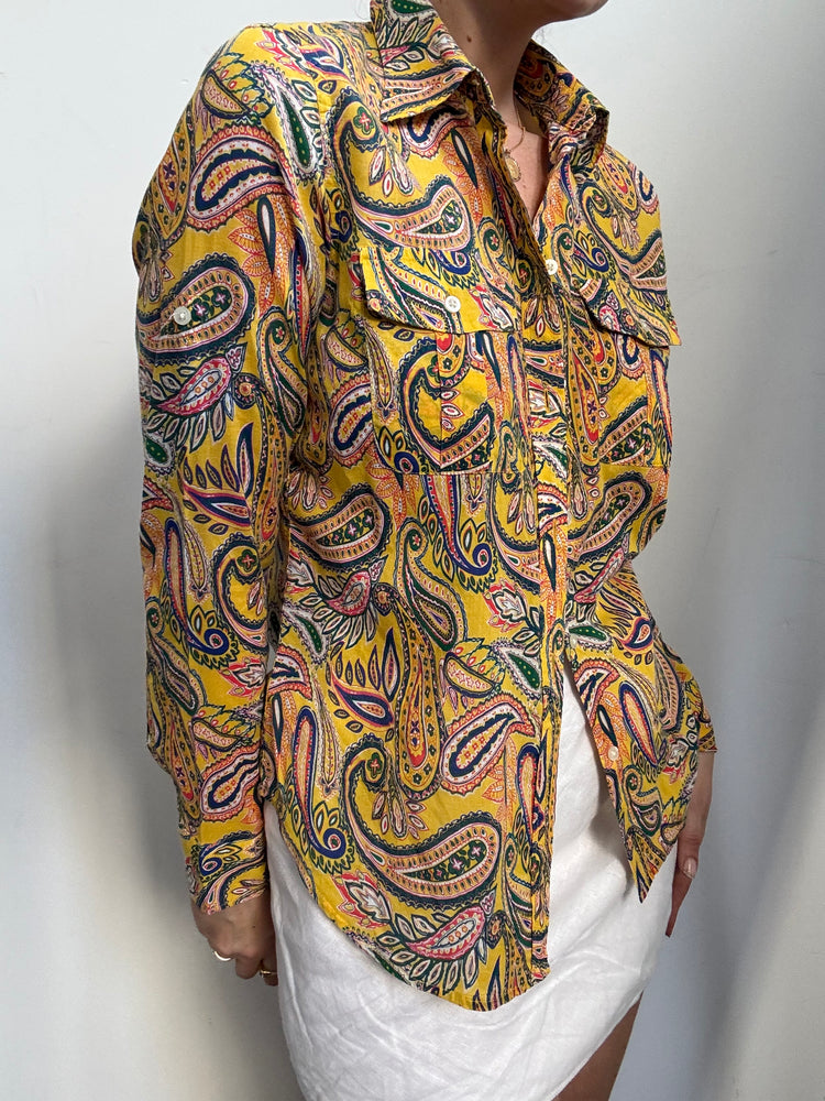 Vintage Ralph Lauren Paisley Button Up Blouse Size XS/S