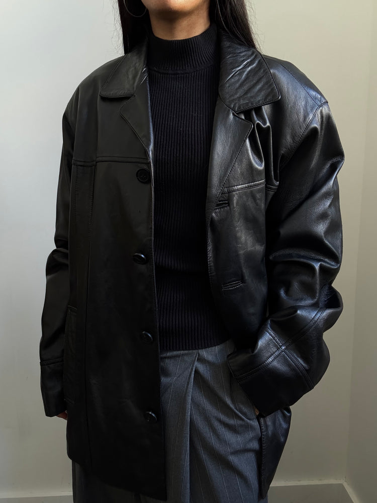 Vintage Structured Leather Jacket Size M/L