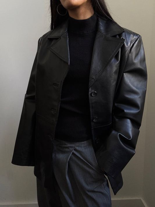 Vintage Structured Leather Jacket Size M/L