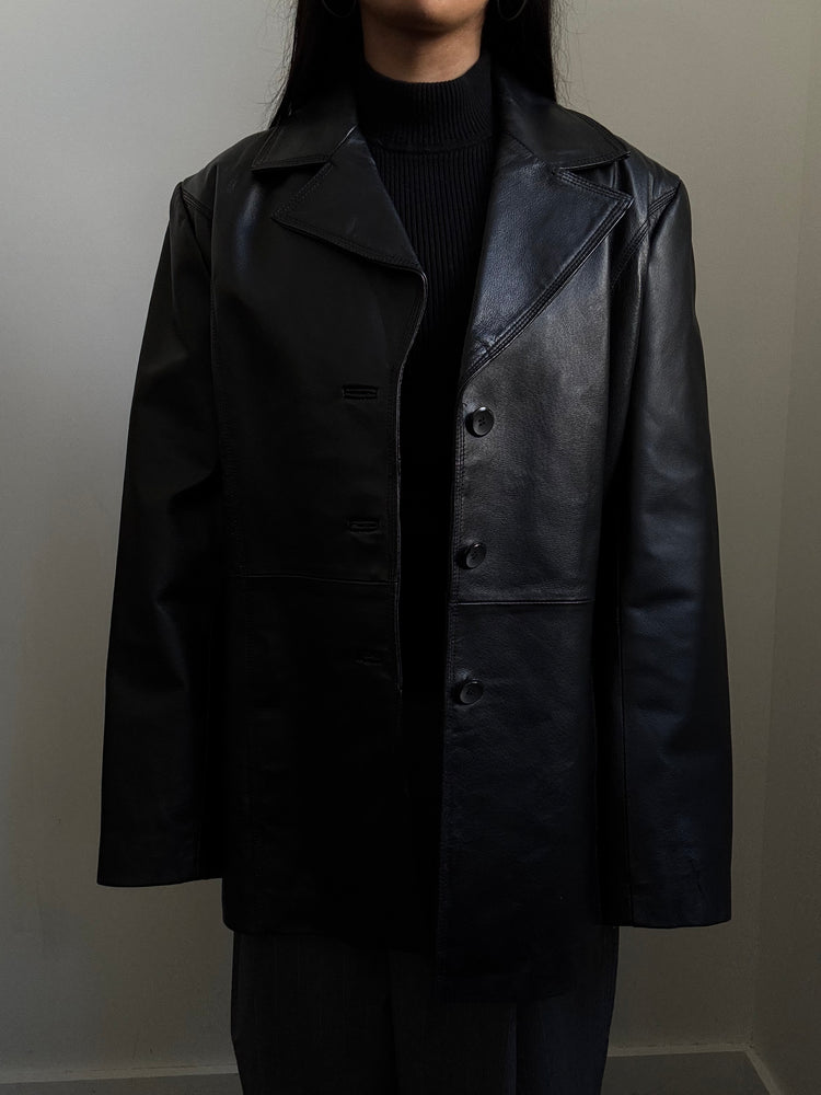 Vintage Structured Leather Jacket Size M/L
